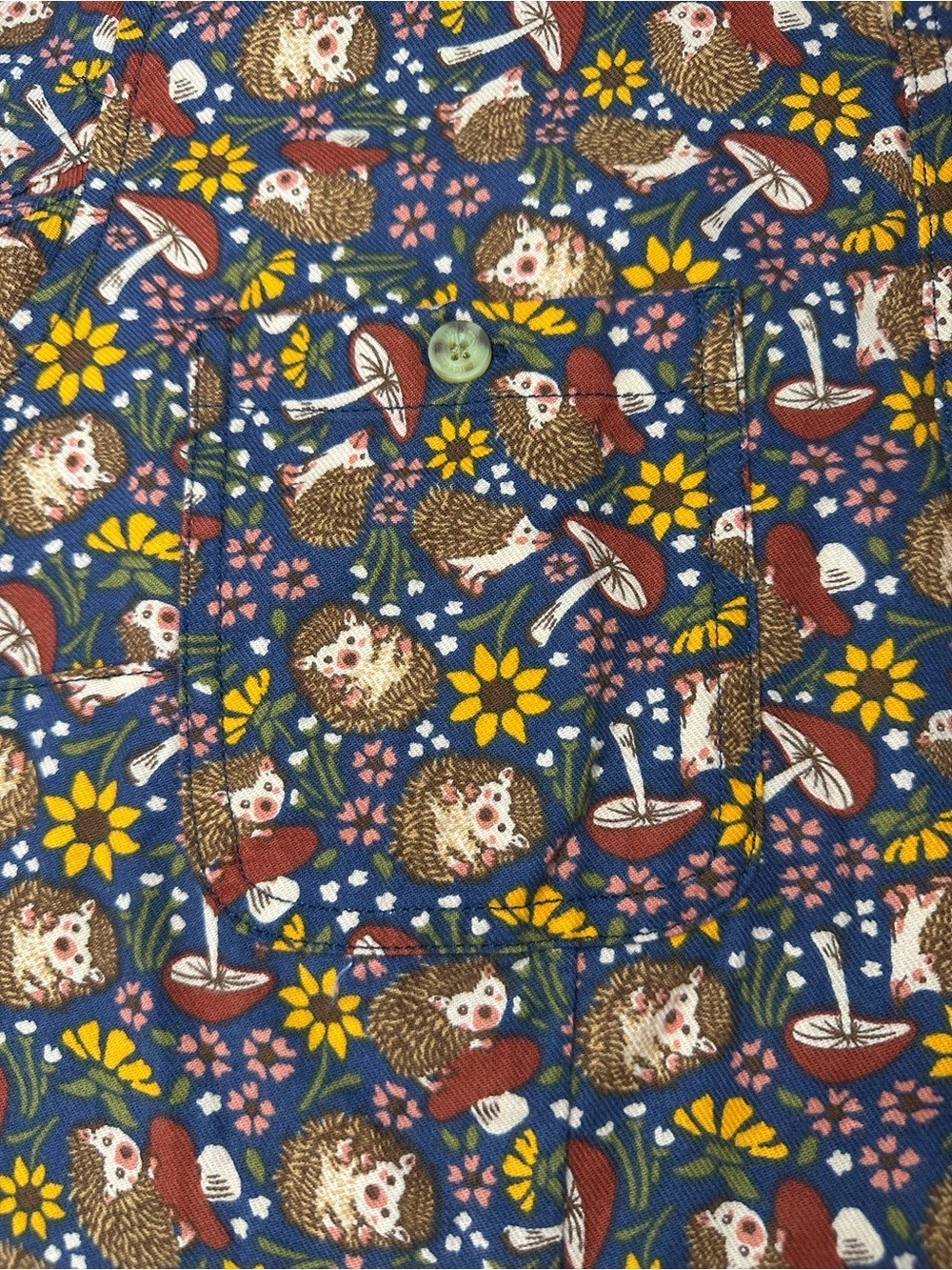 Duluth Trading Free Swingin Flannel Hedgehog Mushroom Cottagecore Woodland Small - Picture 15 of 16